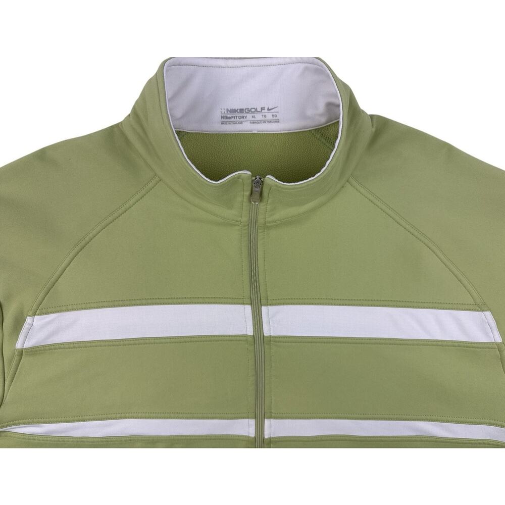 Nike Golf FIT DRY Full Zip Track Jacket Green White Soft Knit Activewear Men XL - Picture 2 of 10